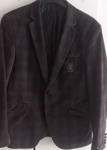 Diğer Koyu Gri Ekose Klasik Blazer Ceket