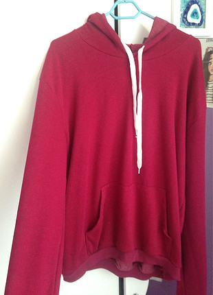 Bordo kapüşonlu sweatshirt