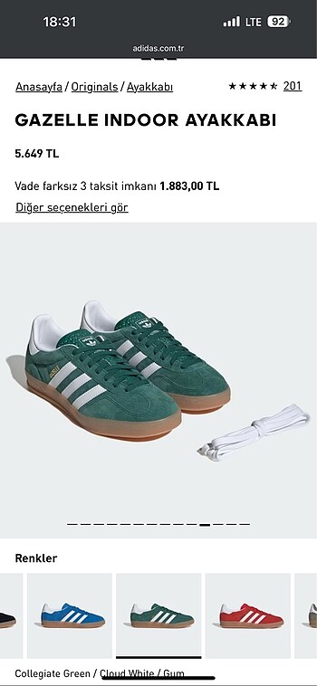 Adidas Adidas gazelle yeşil sneaker