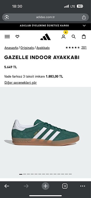 39 Beden yeşil Renk Adidas gazelle yeşil sneaker