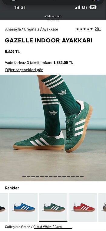 39 Beden Adidas gazelle yeşil sneaker