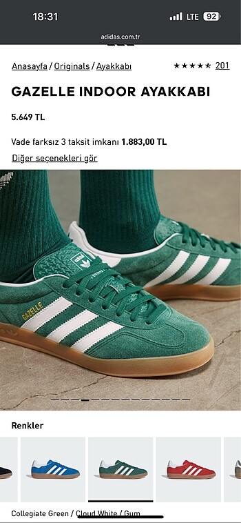 Adidas gazelle yeşil sneaker