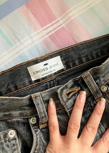 Düz kesim gri Kadın Kot Pantolon - Görsel 2