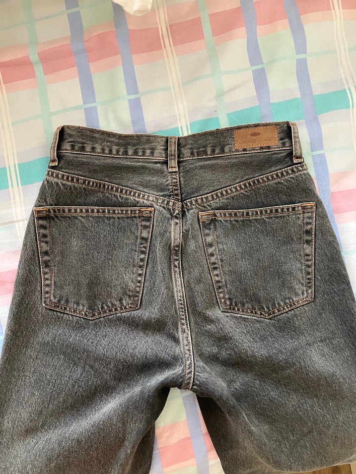 Düz kesim gri Kadın Kot Pantolon - Görsel 4