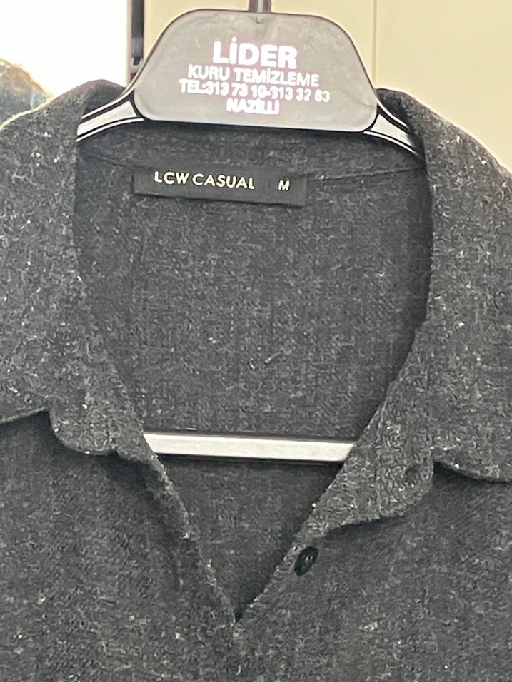 Gri Keten görünümlü Düğmeli Gömlek - Görsel 2