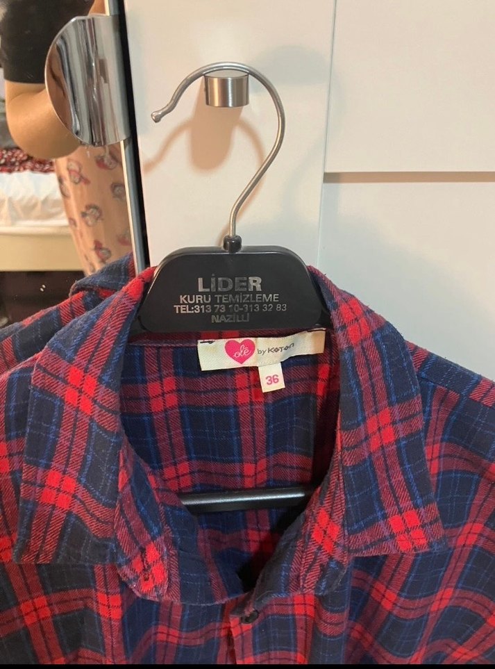 Kırmızı Ekose Kadın Gömlek - Görsel 2