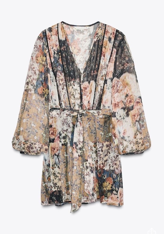 Düğmeli V Yaka Bohem Mini Elbise - Görsel 4