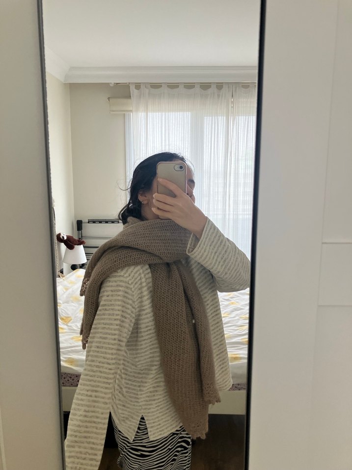 Bej Örgü Kadın Şal - Görsel 5