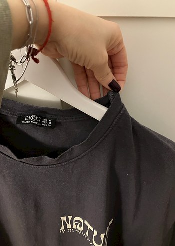 Siyah Nature Baskılı Kadın Tişört - Görsel 2