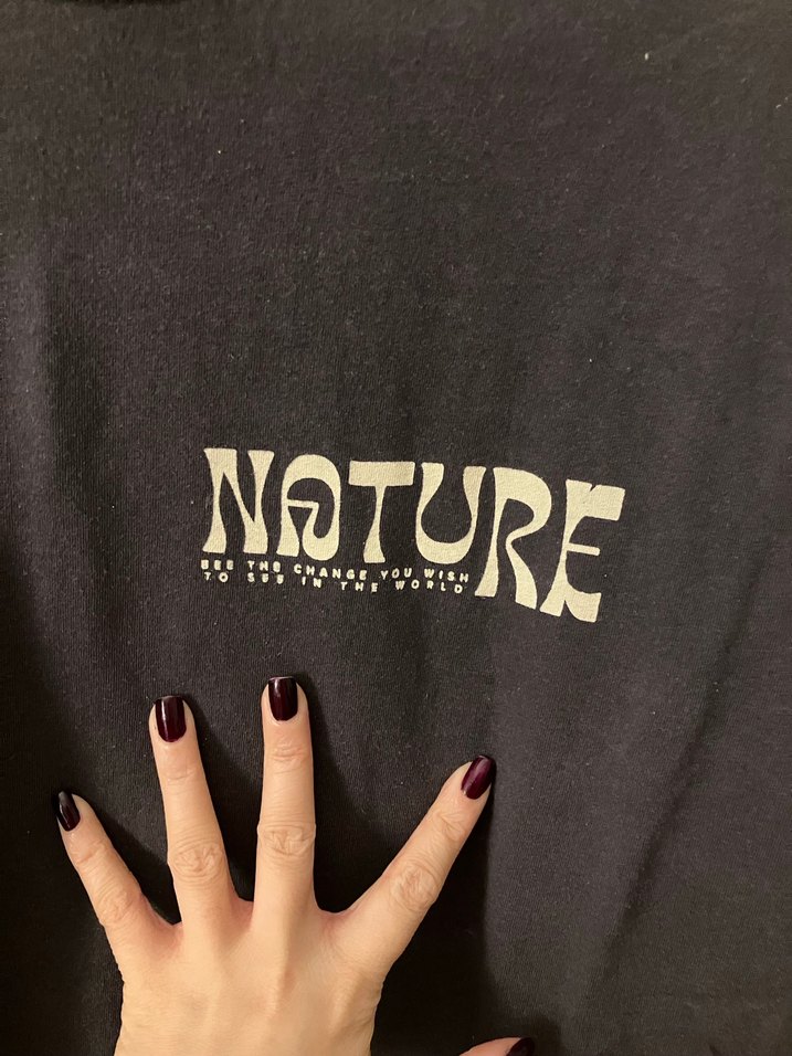 Siyah Nature Baskılı Kadın Tişört - Görsel 4