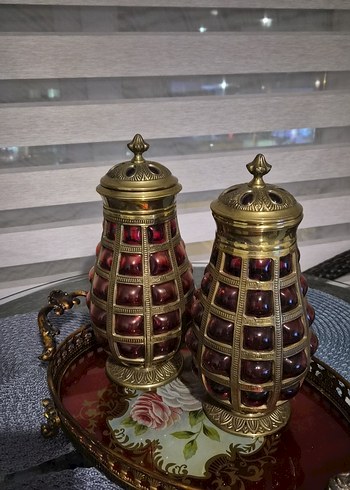 Beden bordo Renk Bordo Renkli Dekoratif Vazo Çifti