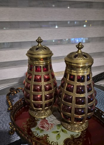 Beden Bordo Renkli Dekoratif Vazo Çifti