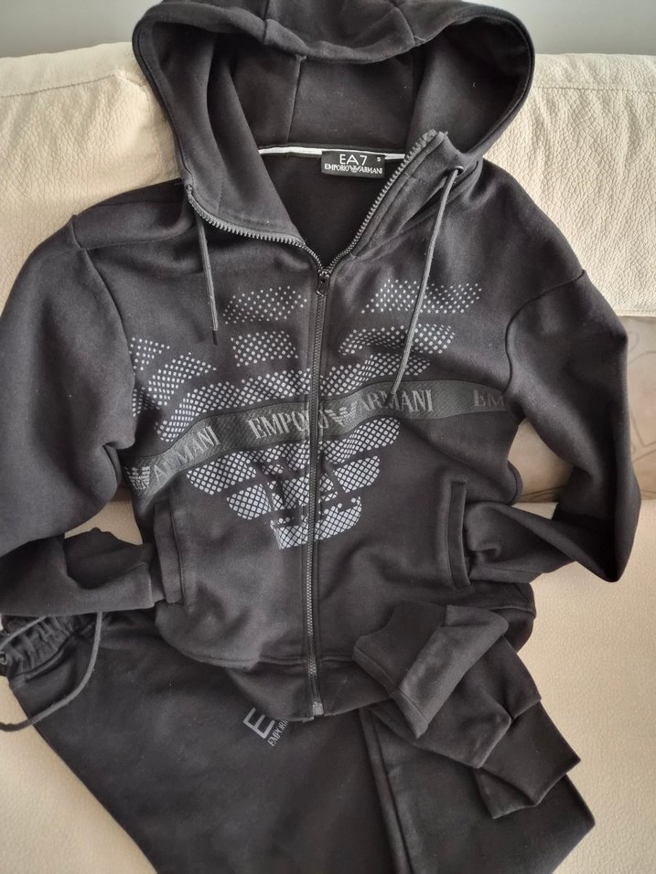 Siyah Erkek  Fermuarlı Eşofman Takımı - Görsel 4