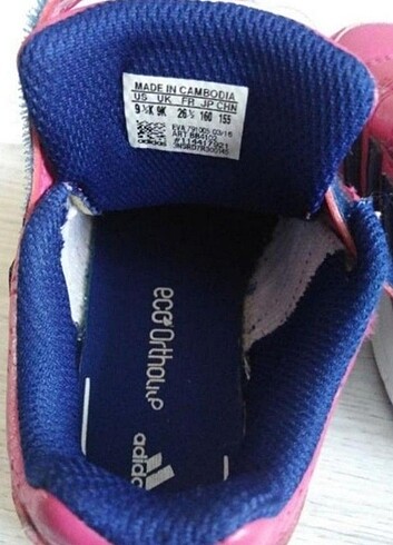 26 Beden pembe Renk 26,5 numara adidas ayakkabı