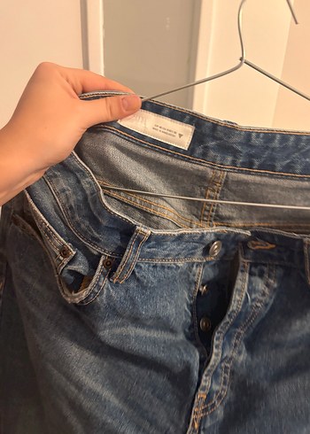 40 Beden mavi Renk Düğmeli Rahat Kesim Midi Kot Pantolon