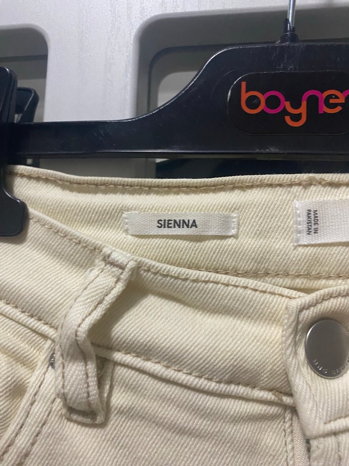 Ekru Yüksek Bel Denim Jean — görsel 4/5