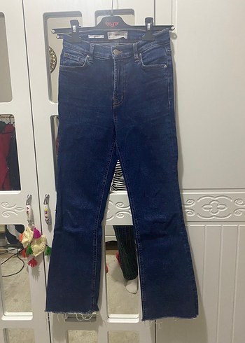 Mango Koyu Mavi Yuksek Bel Denim Jean