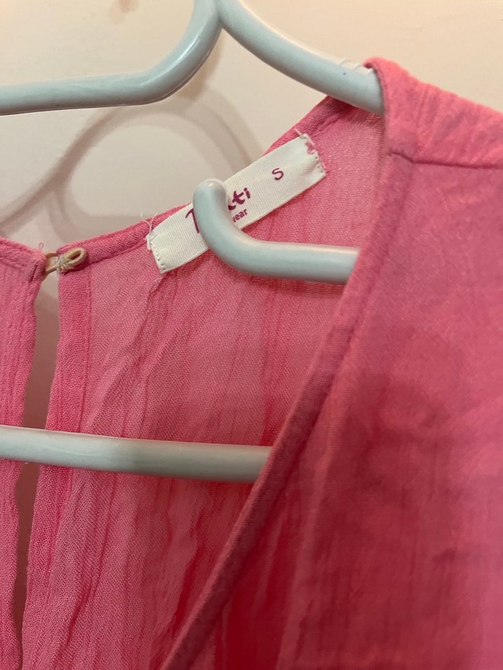 Pembe Dantel Detaylı Bohem Kısa Tulum - Görsel 5