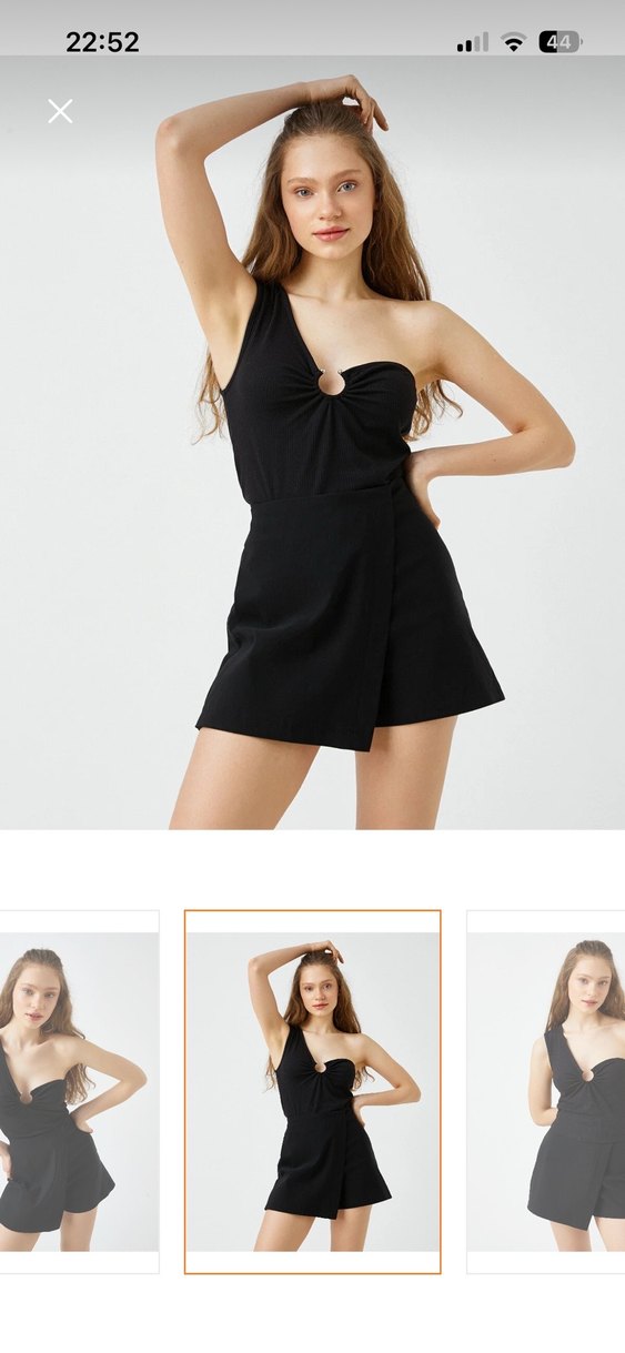 Kadın Siyah Mini Tek Omuzlu crop - Görsel 2