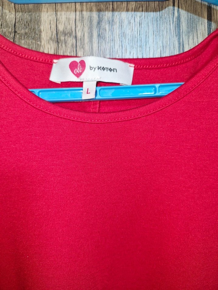 Kırmızı Uzun Kollu Fırfırlı Mini Elbise - Görsel 4