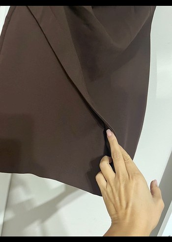 Kahverengi straplez elbise - Görsel 4