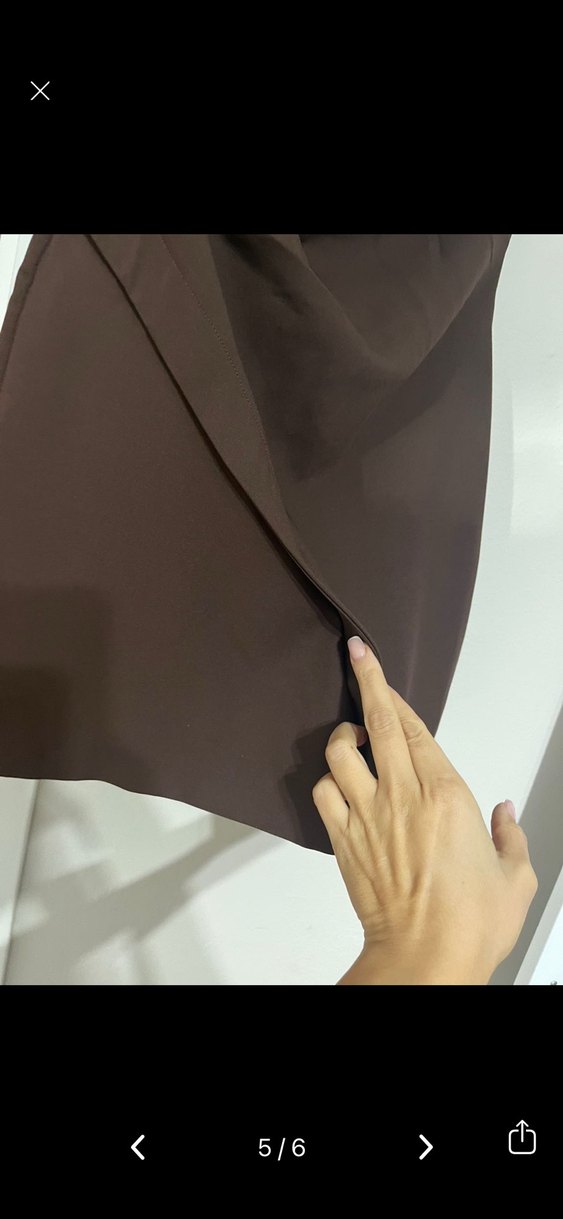 Kahverengi straplez elbise - Görsel 4