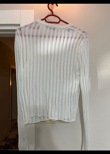 Beyaz Triko Uzun Kollu Kadın transparan - Görsel 2