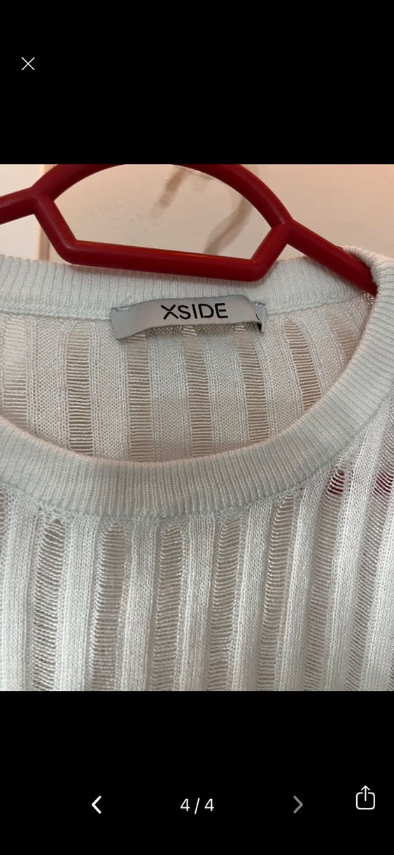 Beyaz Triko Uzun Kollu Kadın transparan - Görsel 4