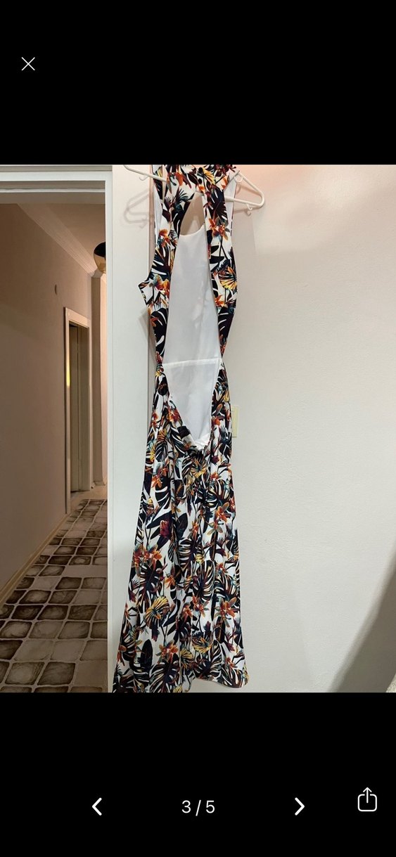 V Yaka Bohem Uzun Kolsuz Elbise - Görsel 4