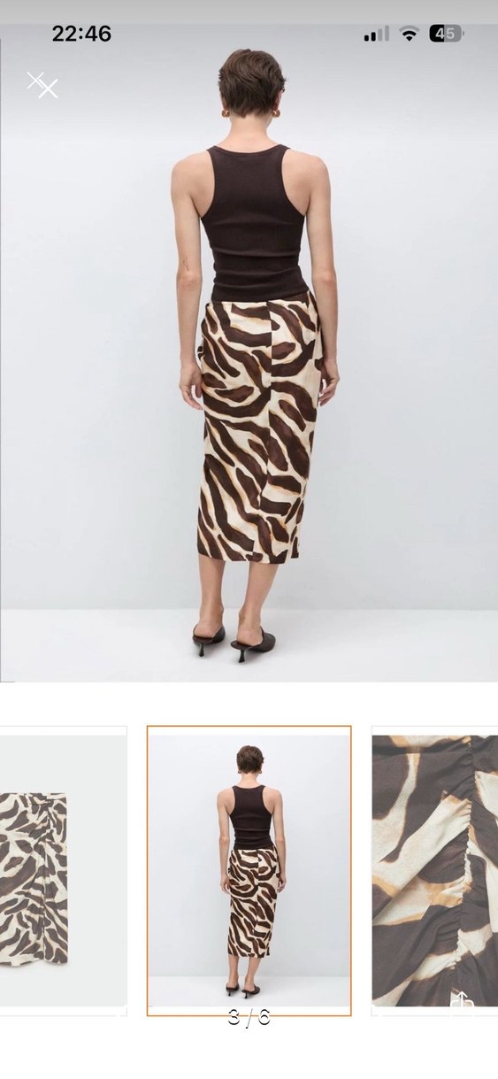 Drapeli Kahverengi Zebra Desenli Midi Etek - Görsel 3