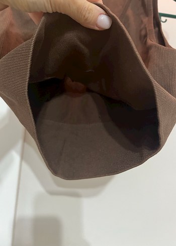 Kahverengi  V Yaka Kadın crop - Görsel 3