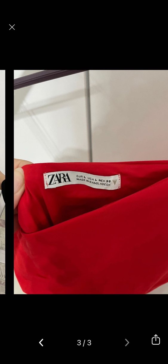 Uzun, Drapeli Kırmızı Straplez Elbise - Görsel 3