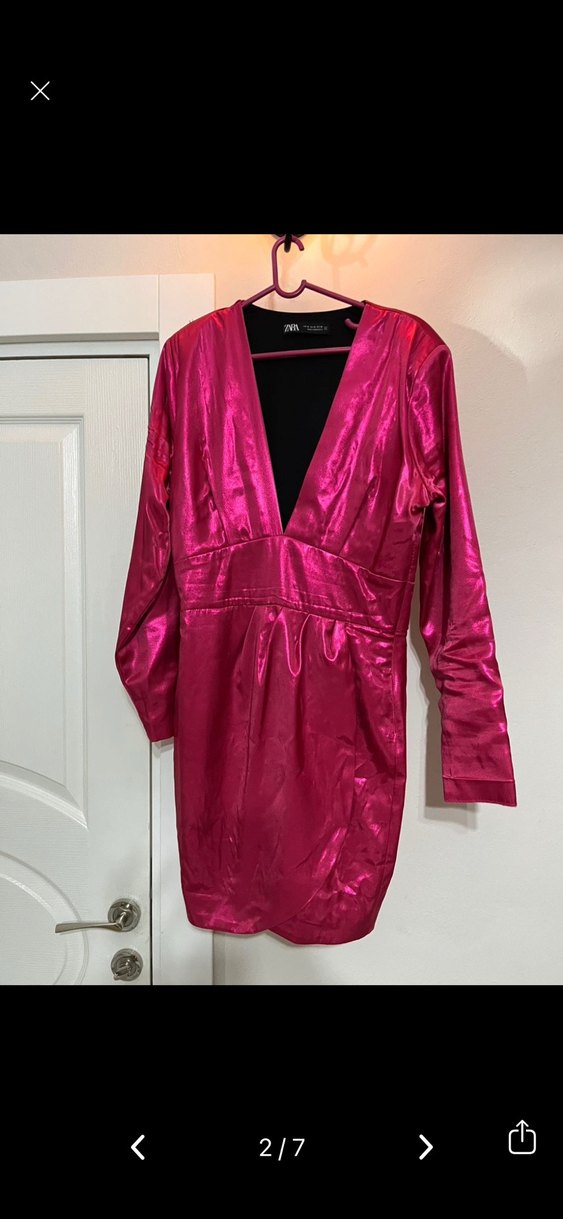 Pembe parlak elbise - Görsel 2