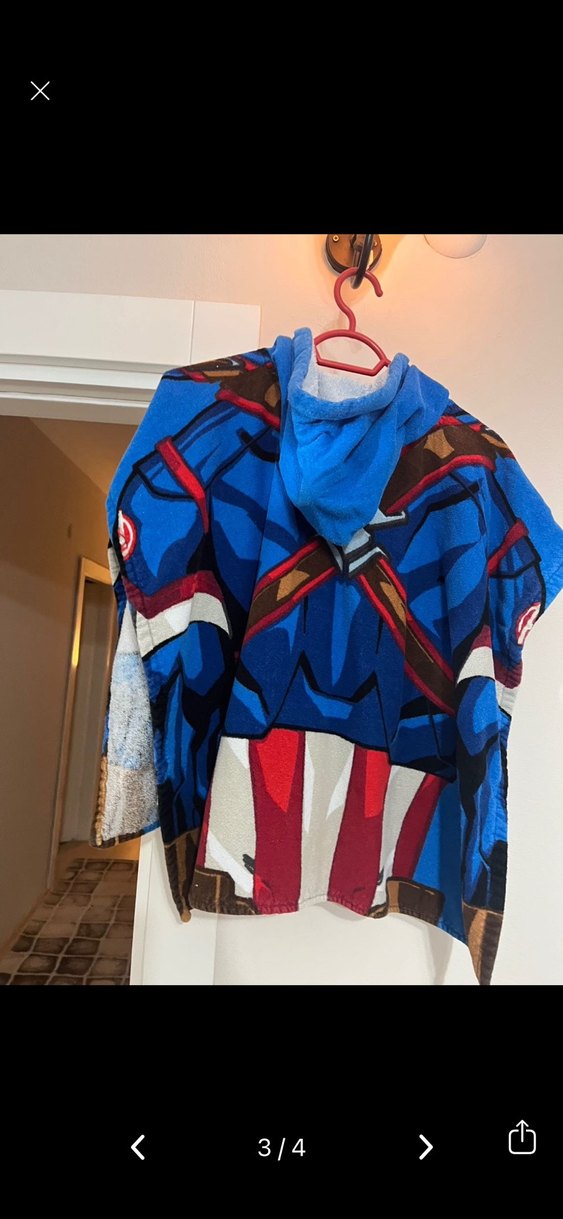 Kapüşonlu Erkek Çocuk Havlu Bornoz - Mavi - Görsel 2