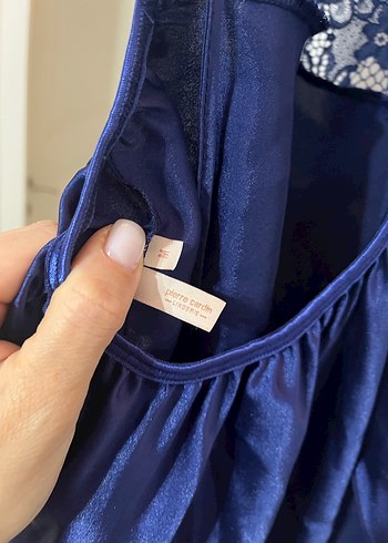 Lacivert Dantel Detaylı Midi Kadın Gecelik - Görsel 5