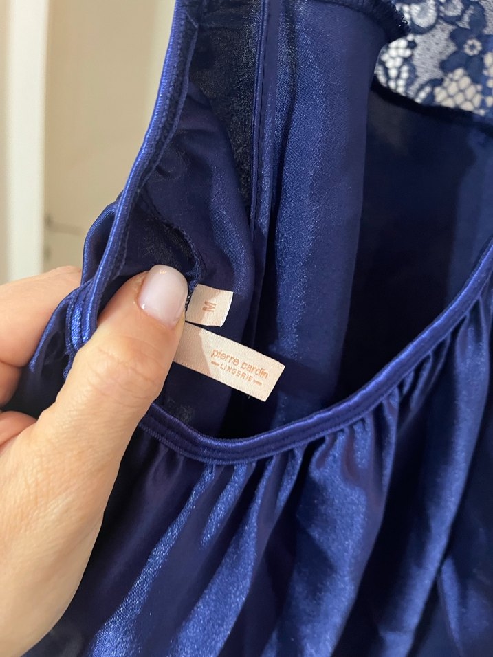 Lacivert Dantel Detaylı Midi Kadın Gecelik - Görsel 5