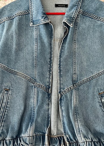 Kadın Gri Mavi Kot Ceket Fermuarlı - Görsel 4