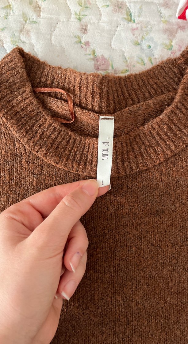 Kadın Kahverengi Örgü Kazak - Görsel 2