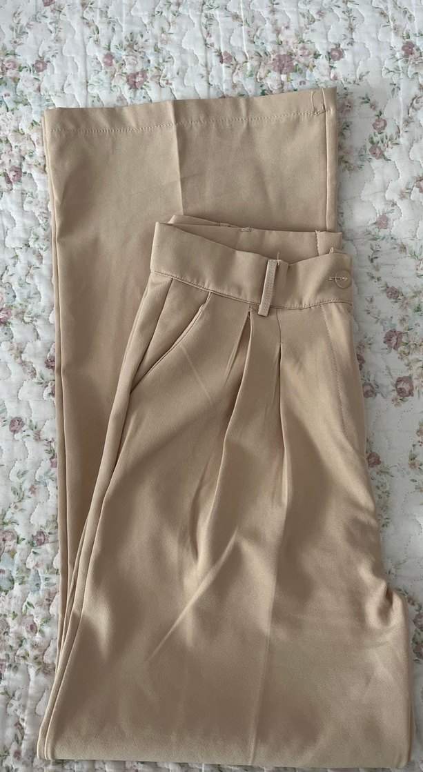 Bej Midi Kadın Kumaş Pantolon - Görsel 2