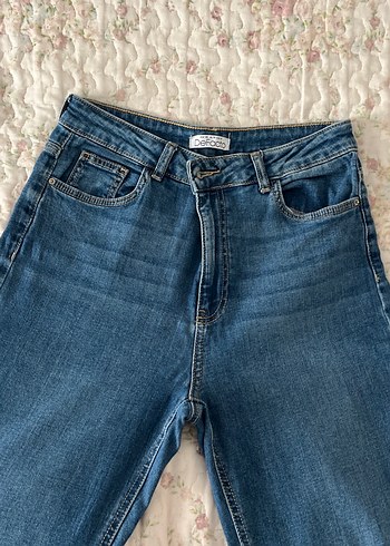 Düğmeli Midi Boy Mavi Denim Kadın Jean - Görsel 2