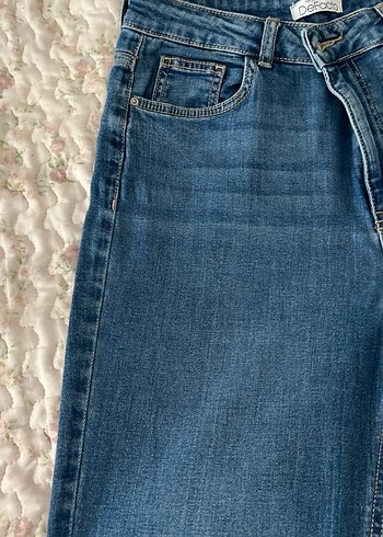 Düğmeli Midi Boy Mavi Denim Kadın Jean - Görsel 3