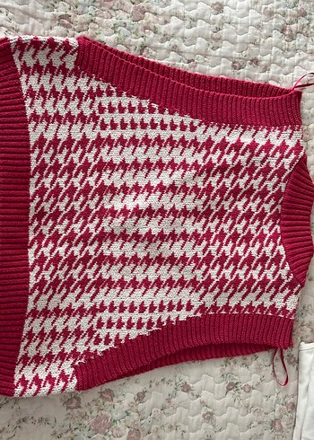 Kadın Pembe V Yaka Örgü Süveter - Görsel 4