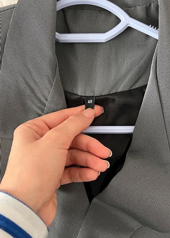 Gri Kadın Keten Blazer Ceket - Görsel 4