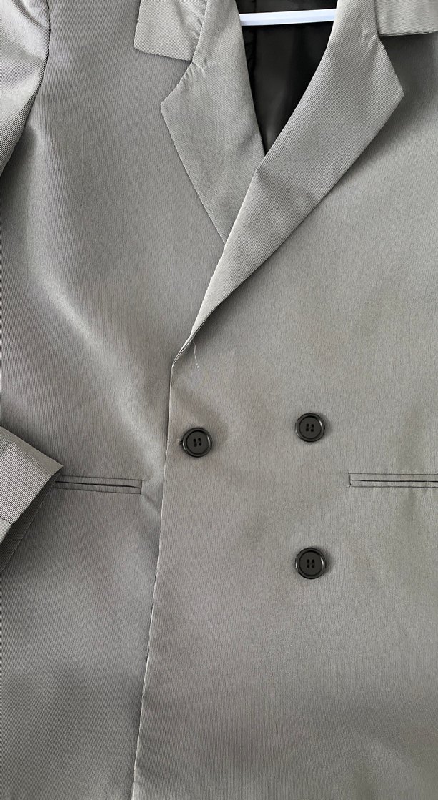 Gri Kadın Keten Blazer Ceket - Görsel 2