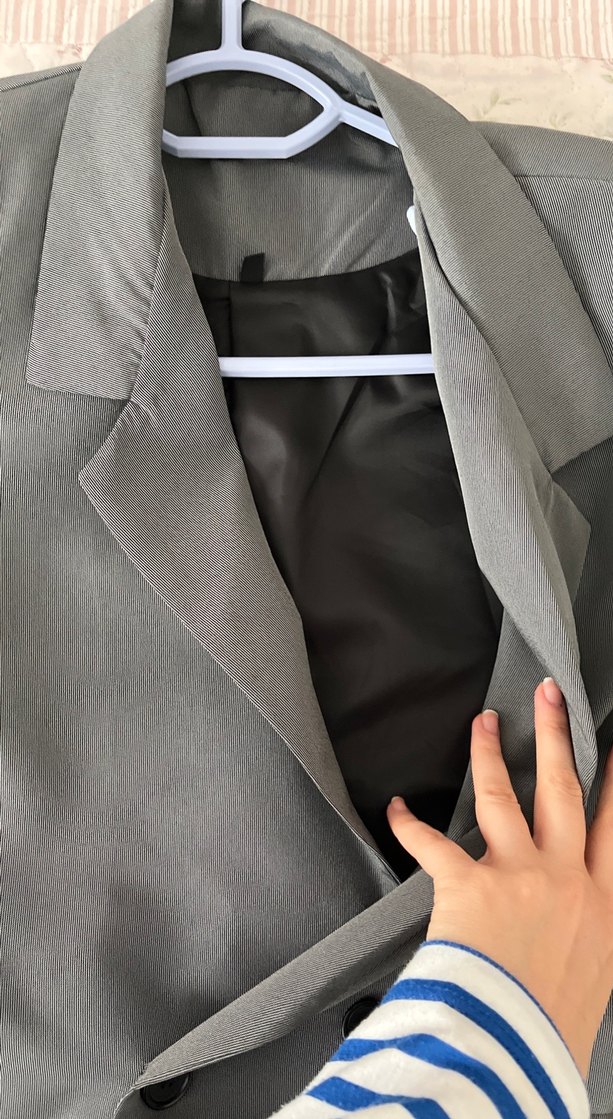 Gri Kadın Keten Blazer Ceket - Görsel 3