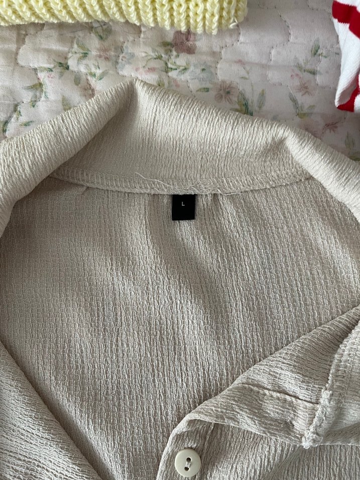 Bej Kadın Keten Düğmeli Gömlek - Görsel 2