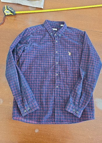 13-14 yaş kadife uzun kol çocuk gömlek - Görsel 8