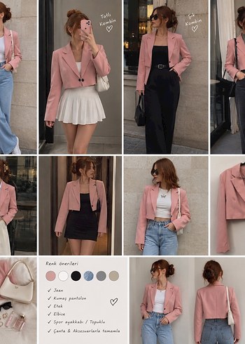 Bershka Pudra Pembe Crop Blazer Siklik Ve Rahatlik Bir Arada