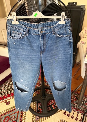 Diğer Acik Mavi Yikamali Rahat Denim Jean