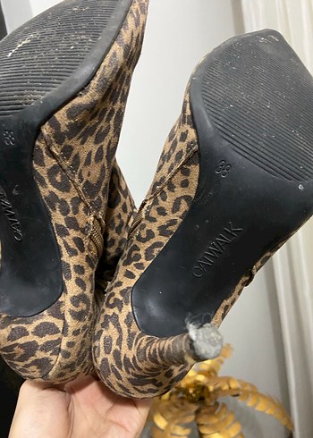 Leopar Desenli Süet Topuklu Bot - Görsel 4